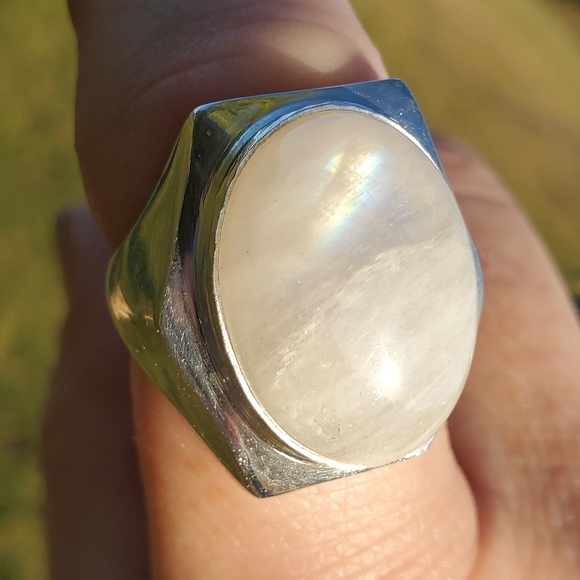 New Men's Rainbow Moonstone 925 Silver Ring. - Picture 9 of 16